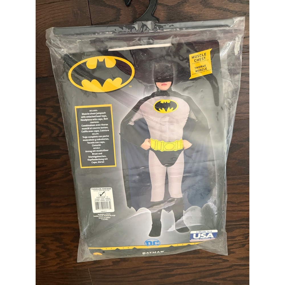 DC Comics Batman Muscle Chest Toddler Costume Size 2-4 Halloween 882211